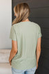 Time Flying By Short Sleeve Top- Sage