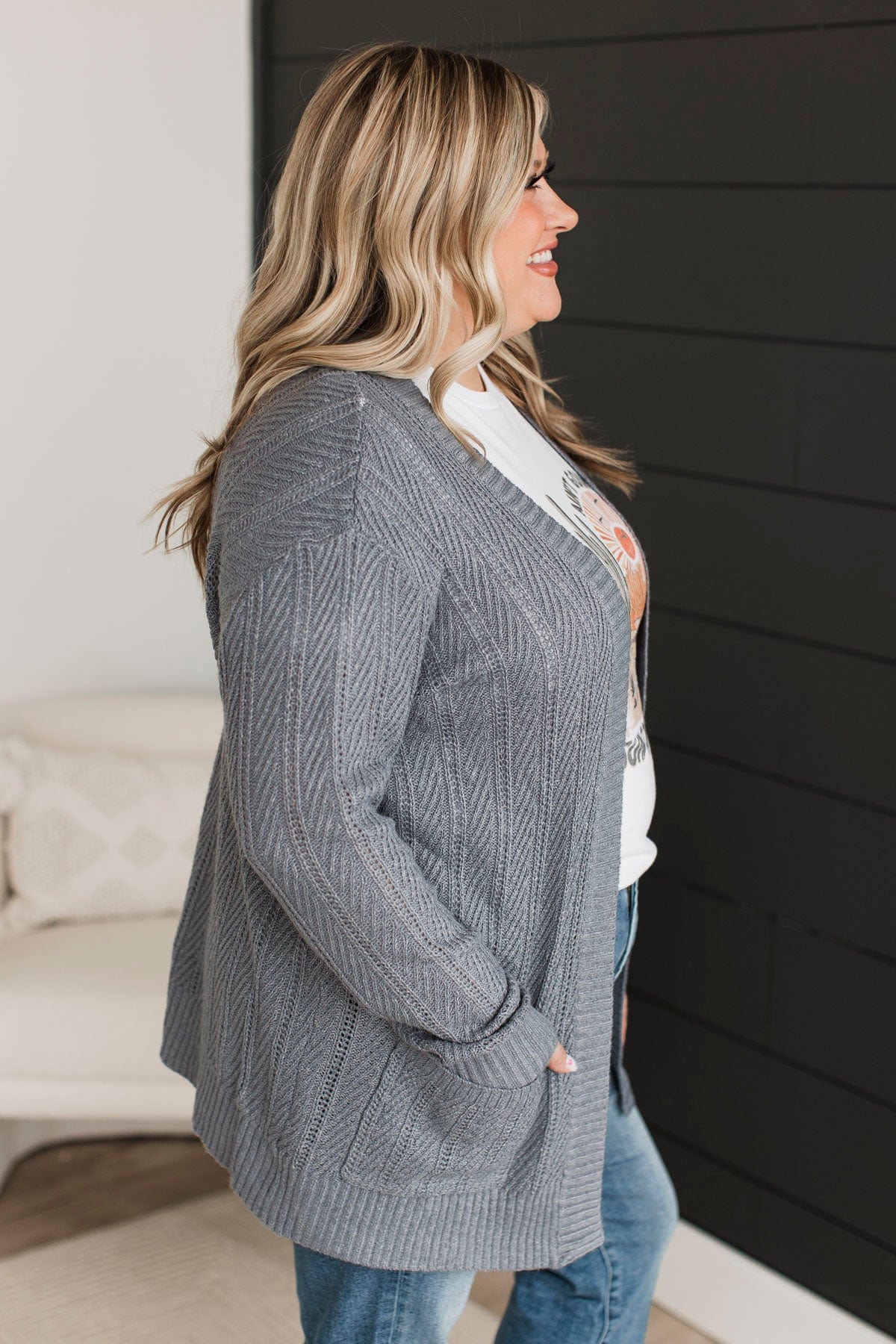 Soft Motion Knit Cardigan in Grey