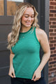 Totally Darling Striped Knit Tank Top- Emerald