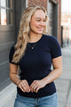 Yours For Eternity Knit Top- Dark Navy
