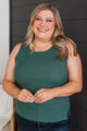 Clever Thoughts Ribbed Tank Top- Dark Jade