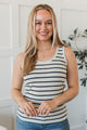 Coveted Love Striped Tank Top- Ivory