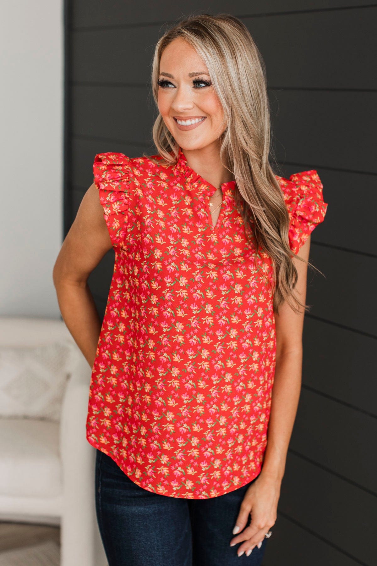 Live For Something More Floral Blouse- Red