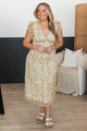 Romantic Story Floral Midi Dress- Ivory & Yellow