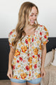 Flourishing Beauty Puff Sleeve Floral Top- Eggshell & Yellow