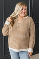 On Cloud Nine Striped Sweater Top- Beige & Caramel