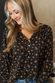 Searching For Beauty Floral Blouse- Black & Tangerine