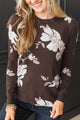 Just For Love Floral Sweater- Dark Brown