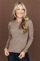Chase Your Greatness Ribbed Sweater Top- Mushroom Brown