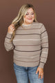 Peace Lives Inside Striped Sweater- Cocoa Sand