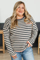 Pinky Promises Striped Knit Sweater- Ivory & Charcoal