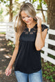 Grace & Gratitude Short Sleeve Lace Top- Black