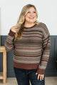 Comfort For The Soul Striped Sweater- Deep Terracotta