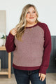Quiet Happiness Striped Knit Sweater- Burgundy