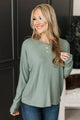 Ideal Afternoons Long Sleeve Top- Dusty Sage