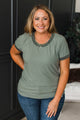 Smiles All Around Ribbed Short Sleeve Top- Dusty Sage