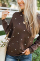 Gentle Beauty Polka Dot Sweater- Chocolate