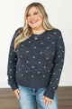 Refined Grace Polka Dot Knit Sweater- Navy