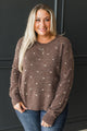 Refined Grace Polka Dot Knit Sweater- Heathered Brown