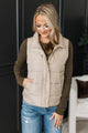 Certainly Adorable Puffer Vest- Taupe