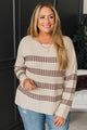 No Complaints Here Striped Sweater- Cream & Wine