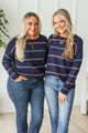 Nobody But Us Striped Sweater- Indigo & Pink
