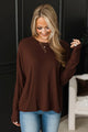 Ideal Afternoons Long Sleeve Top- Chocolate