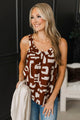 Pure Happiness Printed Tank Top- Dark Rust