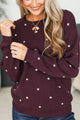 Gentle Beauty Polka Dot Sweater- Plum