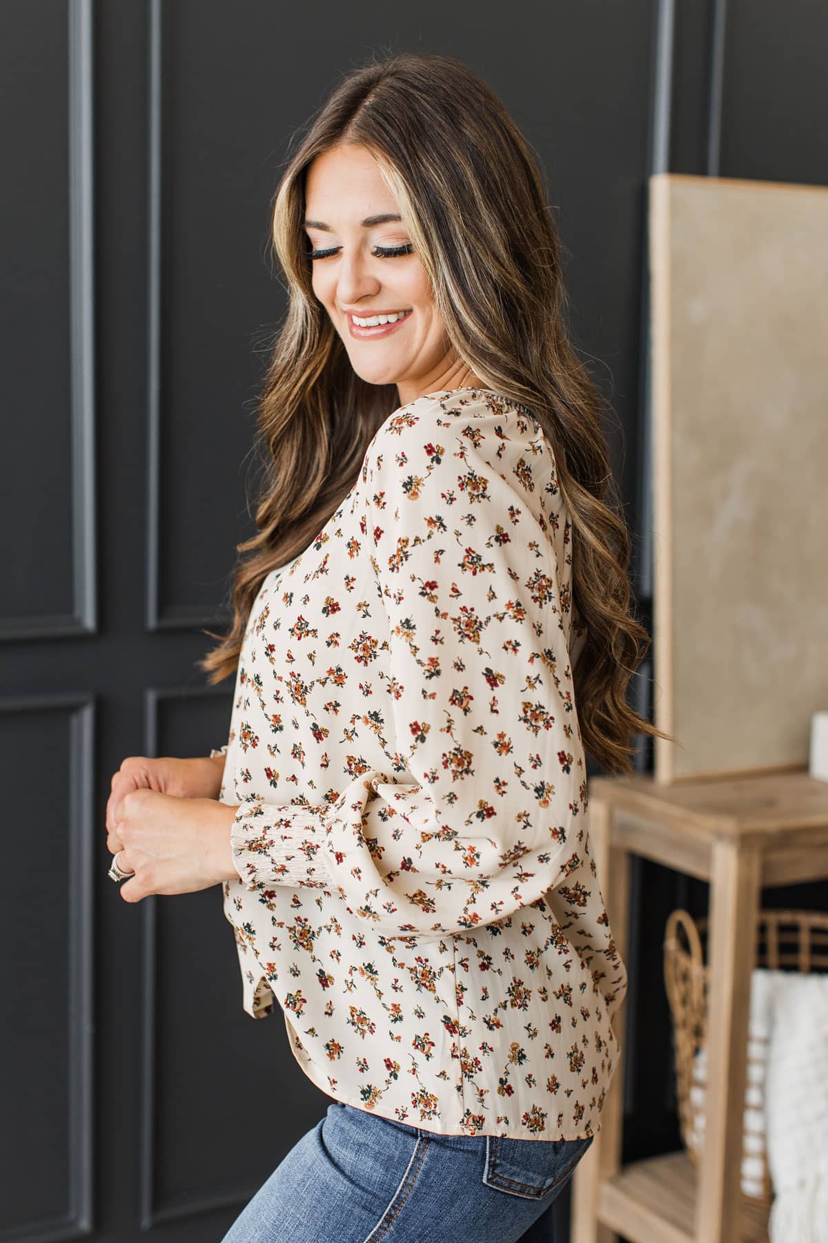 Searching For Beauty Floral Blouse- Cream
