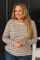 Interested In You Striped Sweater- Light Mocha & Brown