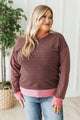 See What's Next Striped Pullover Top- Brown & Pink