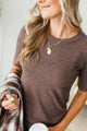 Gentle Devotion Short Sleeve Top- Heather Brown