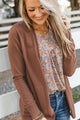 Dreamy Thoughts Open Front Cardigan- Brown