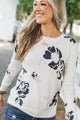 Just For Love Floral Sweater- Ivory