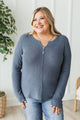 Slow And Easy Knit Sweater Top- Steel Blue