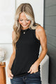 Summers By The Sea Ruffle Tank Top- Black