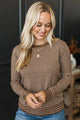 Important Lessons Striped Knit Sweater- Brown