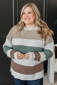 Come Back Knit Color Block Sweater- Ivory, Olive, & Mocha