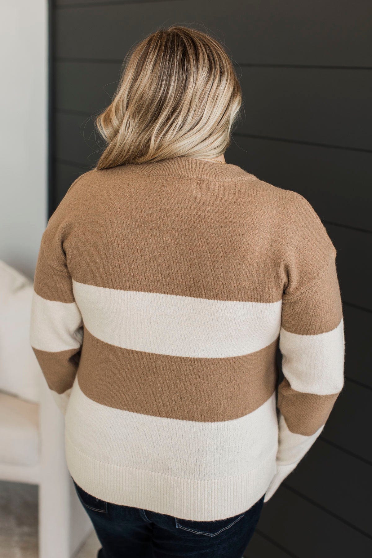 Camel striped sweater on sale