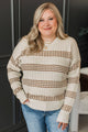So Impressive Striped Knit Sweater- Ivory & Camel