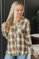 Born A Stunner Plaid Button Top- Olive & Rust
