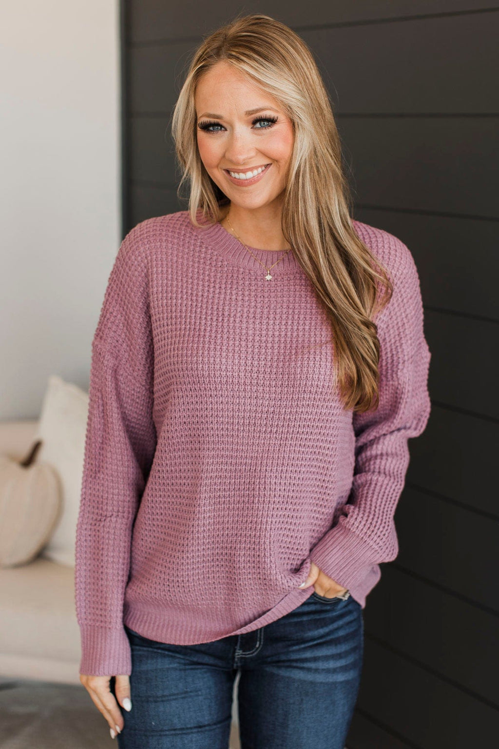 Captivating In Color Knit Sweater- Dusty Rose