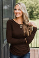 Always Enough For Me Ruched Top- Dark Brown