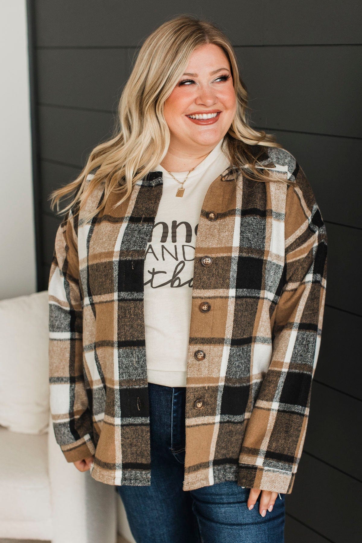 Campfire Nights Plaid Jacket- Tan