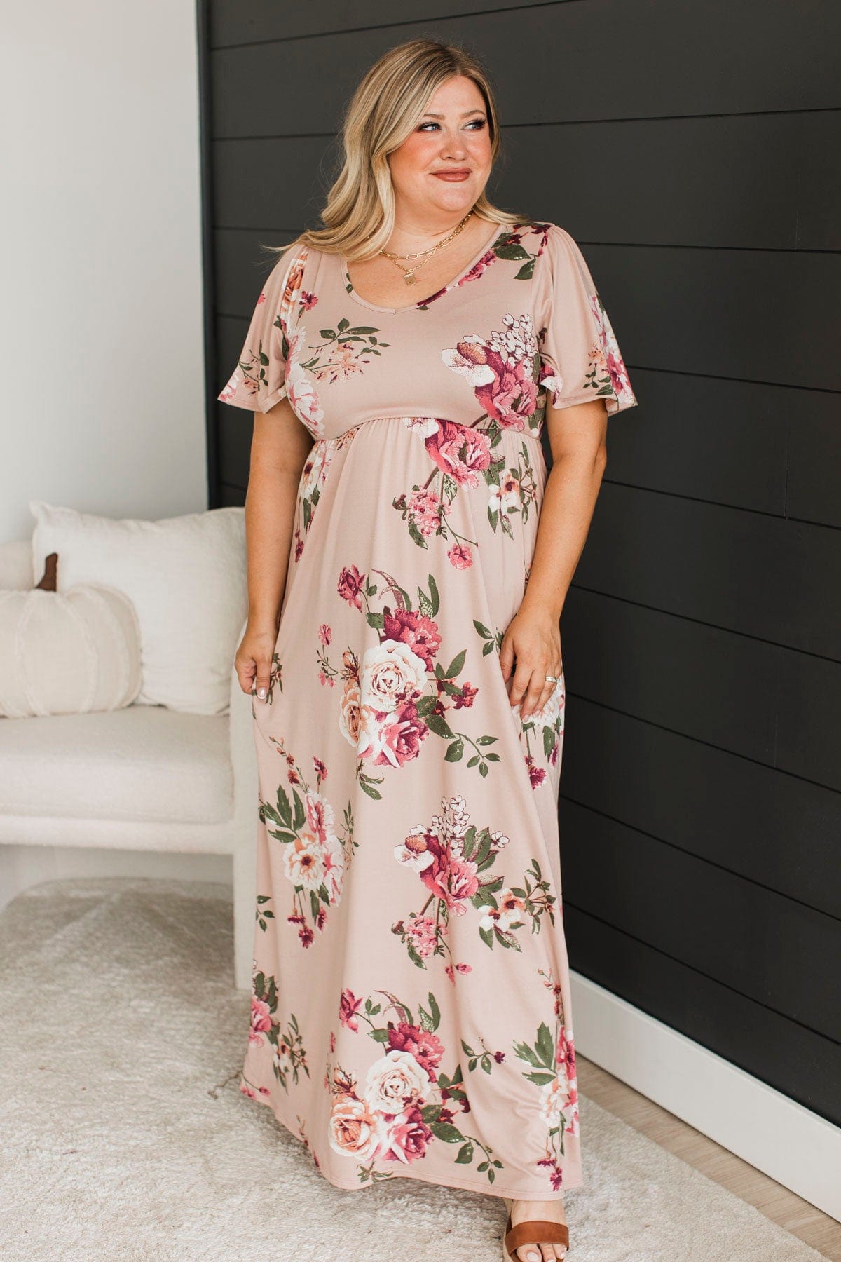 Major Moment Floral Maxi Dress- Dusty Pink