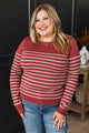 Love Is Calling Striped Sweater- Brick Red