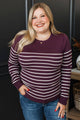 Love Is Calling Striped Sweater- Eggplant
