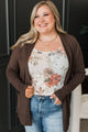Time To Be Alive Drape Cardigan- Dark Brown