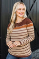 Can't Stay Away Striped Sweater- Brown & Copper